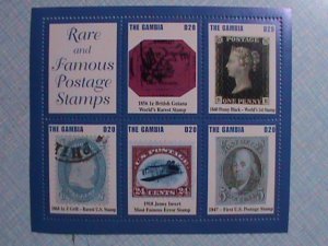 THE GAMBIA: RARE AND FAMOUS STAMPS MINIATURE SHEET MINT NOT HING