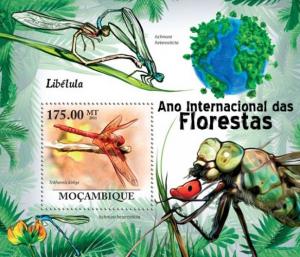 MOZAMBIQUE 2011 SHEET INTERNATIONAL YEAR OF FORESTS DRAGONFLIES INSECTS