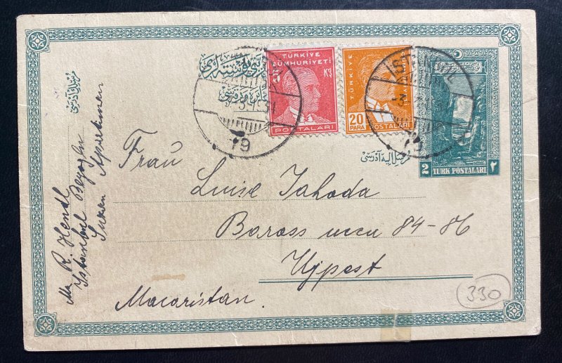 1934 Istanbul Turkey Postal Stationery Postcard Cover To Ujpest Hungary