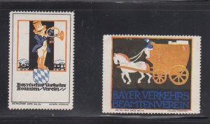 Pair of  Bavarian Traffic Officials Association Advertising Stamps - MH OG 