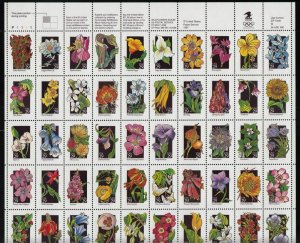 1992 Wildflowers 29c sheet of 50 different flowers Sc 2696a MNH 2647-2696