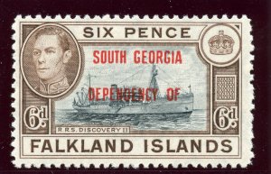 Falkland Is Dep 1944 KGVI 6d blue-black & brown superb MNH. SG B6a.