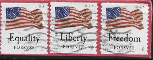 US #4637,40,39. used on corner. Equality, Liberty, Freedom. US Flags.