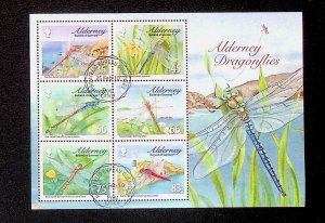 GB - ALDERNEY Sc 367a USED SOUVENIR SHEET OF 2010 - INSECTS - DRAGONFLIES- Sc$10