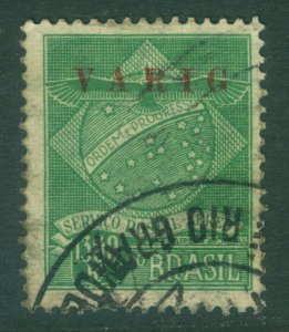 BRAZIL 1927 AIRMAIL - VARIG - Large overprint 1300r green  Scott # 3CL2 used