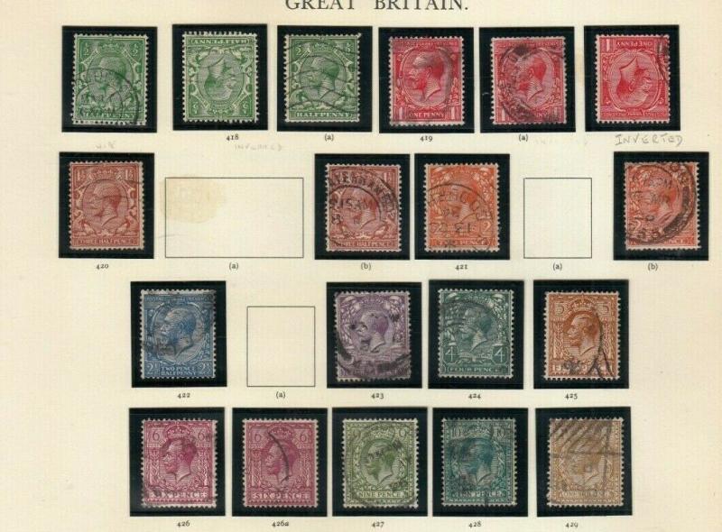 GEORGE 5TH 1924-26 SET INC SOME INVERTED USED SG418-SG429