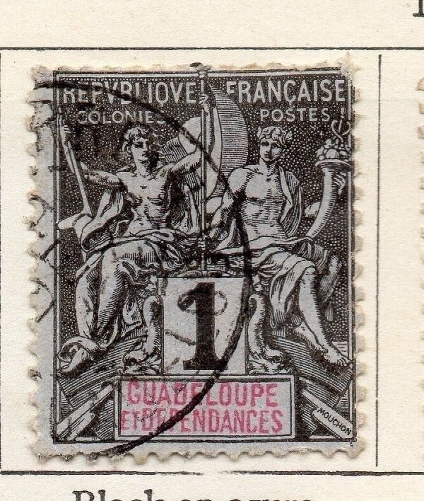 Guadeloupe 1892 Early Issue Fine Used 1c. Optd 077246