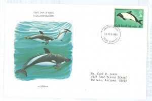 Falkland Islands 299 1980 Dolphins,  Addressed Postal Commemorative Society FDC