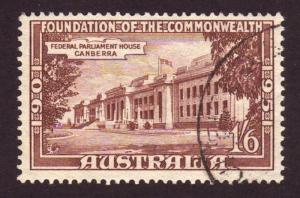 Australia 1951 Sc#243, SG#244 1/6 Brown Parliament VFU.   