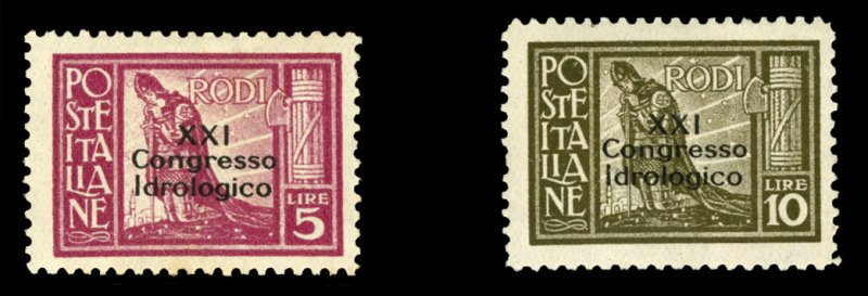 Italian Colonies, Aegean Islands #36-37 Cat$800, 1930 Hydrological Congress, ...