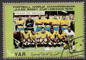YEMEN ARAB REPUBLIC 1970 1/3b TEAM BRAZIL World Cup Soccer Mexico Mi.1146 Used