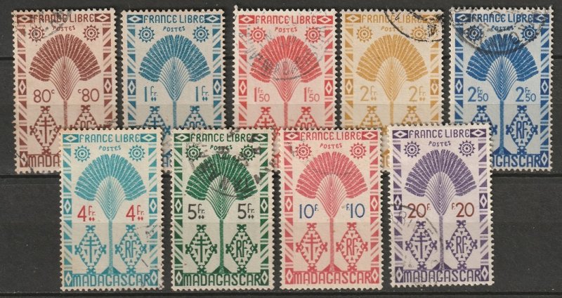 Madagascar 1943 Sc 246-54 partial set used