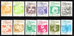 Nicaragua #1592-1607 ~ Short Set 12 of 16 ~ Flowers ~ Used, MX  (1987)