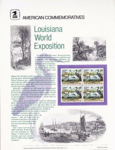 USPS Commemorative Panel 216 Louisiana World Exposition #2086 Blk/4 Mint 1984