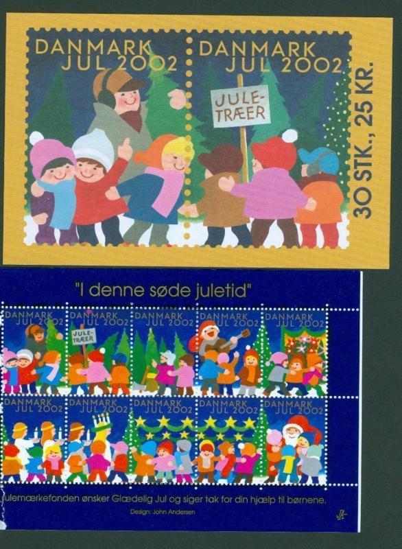 Denmark.  Booklet  2002.  With 30 Christmas Seals  Mnh. Santa, Children.