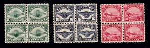 US C4-6 Air Mail Complete Set Blocks of 4 Unused VF OG H/NH SCV $890