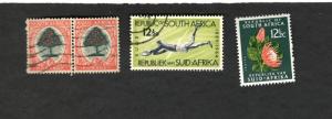 South Africa SC #61 #302 used stamps  #322 MH stamp Soccer Flower Tree