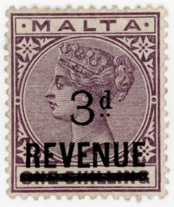 (I.B) Malta Revenue : Duty Stamp 3d on 1/- OP (1899)