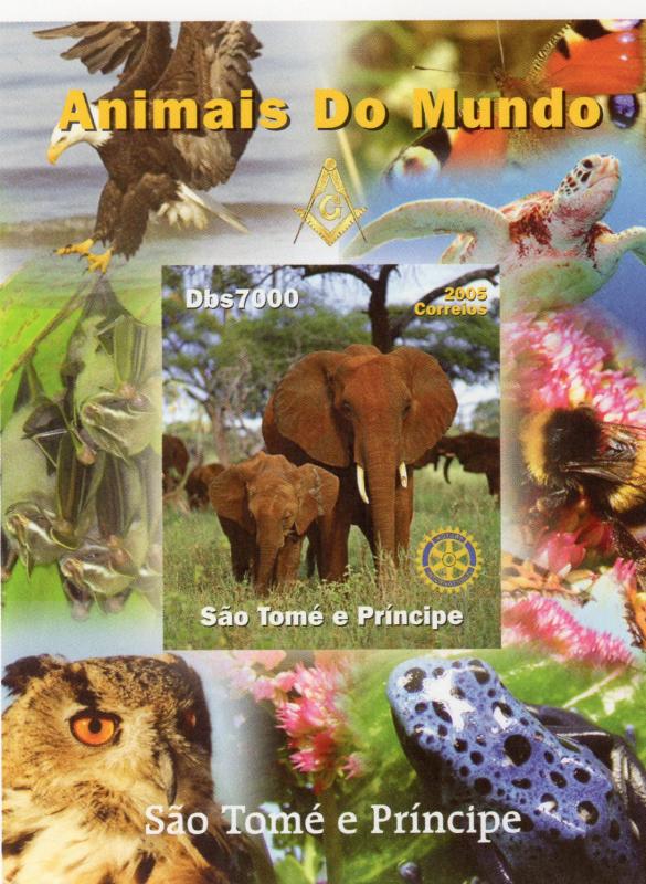 Sao Tome and Principe 2005 Freemasonry/Rotary/Fauna/Elephant SS#9  MNH