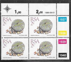 RSA #736  2c Succulents margin block of 4 (MNH) CV $1.00