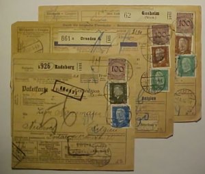 GERMANY 3 PO RECEIPT CARDS 1932 2 WITH TABS