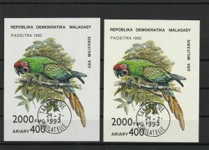 Malagasy Parrot Bird Cancelled Stamps Sheets Ref 28905