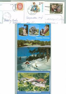 Norway.  3 Postcard Postal Used  1980-90es. Addressed: Denmark.