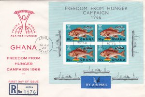 Ghana # 251-255, 254a, Freedom From Hunger - Fish, Registered First Day Cover