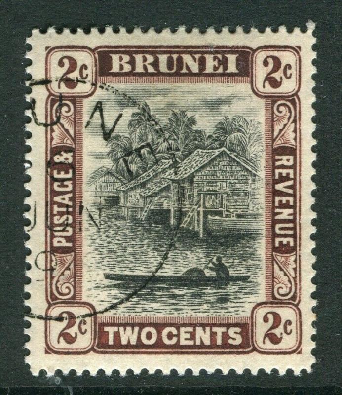 BRUNEI; 1908 early River View issue fine used 2c. value