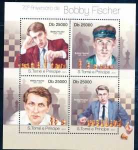 ST. TOME E PRINCIPE CHESS BOBBY FISHER S/SHEET # 2 MNH 