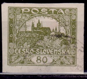 Czechoslovakia, 1919, Hradcany at Prague, 80h, imperf, used