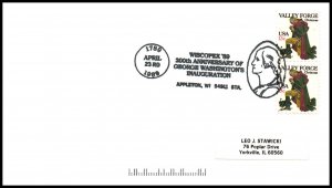 US 200th Anniversary Washington's Inauguration 1989 Appleton,WI Cancel Cover