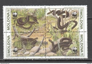 L1112 1993 Moldova Wwf Fauna Reptiles Snakes 1Set Mnh