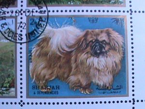 SHARJAH-1972-WORLD FAMOUS LOVELY DOGS CTO FANCY CANCEL SHEET-VERY FINE