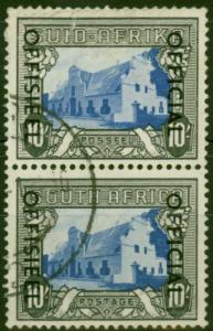 South Africa 1950 10s Blue & Charcoal SG051 Fine Used Vert Pair