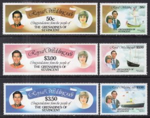 St Vincent Grenadines 209-214 Royal Wedding MNH VF