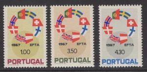 PORTUGAL SG1329/31 1967 EUROPEAN FREE TRADE ASSOCIATION MNH