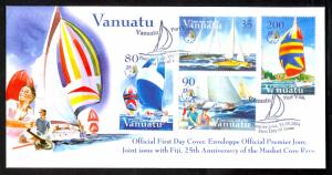 VANUATU 2004 YACHT RACE JOINT ISSUE w FIJI Set Sc 858-861 FDC