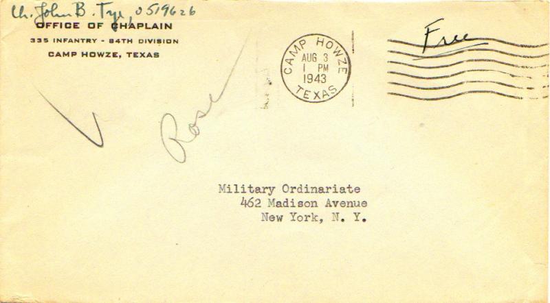 United States Texas Camp Howze 1943 machine  1942-1946  Soldier Free Mail  Co...