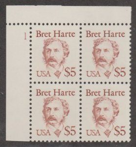 U.S. Scott #2196 Bret Harte Stamp - Mint NH Plate Block