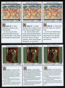 United Nations Geneva #209-210 + Labels MNH - Human Rights in 3 Languages (1991)