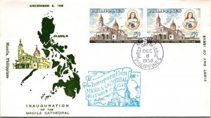 Philippines FDC 1958 - Manila Cathedral - 2x5c Stamp - Pair - F43446