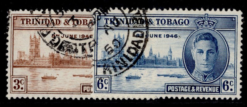 TRINIDAD & TOBAGO GVI SG257-258, 1946 VICTORY set, FINE USED.