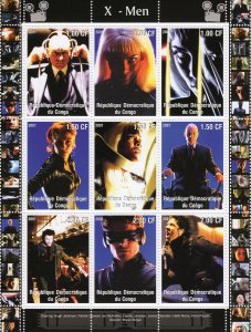 Congo 2001 X-MEN AMERICAN SERIES Sheetlet (9) Perforated MNH