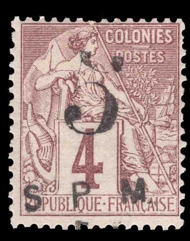 MOMEN: FRENCH ST PIERRE SC #10 1885 LAVENDER MINT OG H LOT #65919