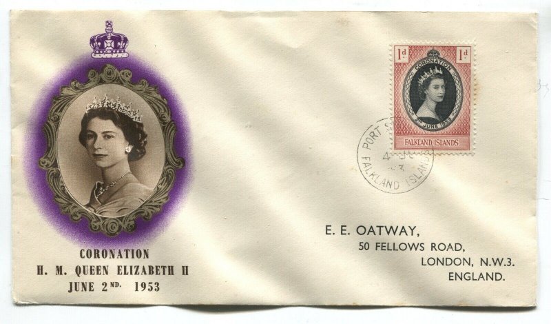 Falkland Islands 1953 QEII Coronation cover with cachet