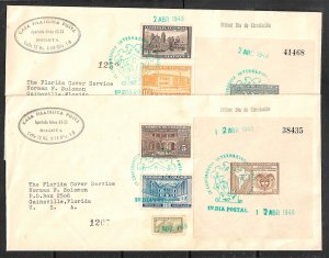 COLOMBIA 1948 Pan-American Conference Set + Souvenir Sheets on 2 FDCs