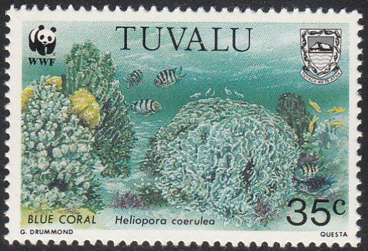 Tuvalu 1992 MNH Sc #620 35c Blue coral - Heliopora coerulea - WWF