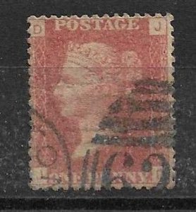 GREAT-BRITAIN - 1858 - VICTORIA - Used - ONE PENNY - D J J D -