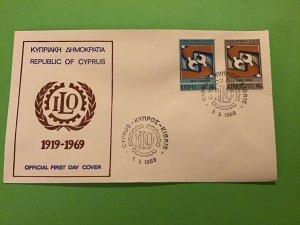 Cyprus First Day Cover International Labour Organisation 1969 Stamp Cover R43237